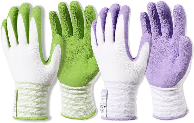 Bamboo Gardening Gloves, Breathable Rubber Coated, Touch, Outdoor Work Garden Gloves For Women, G... | Amazon (US)
