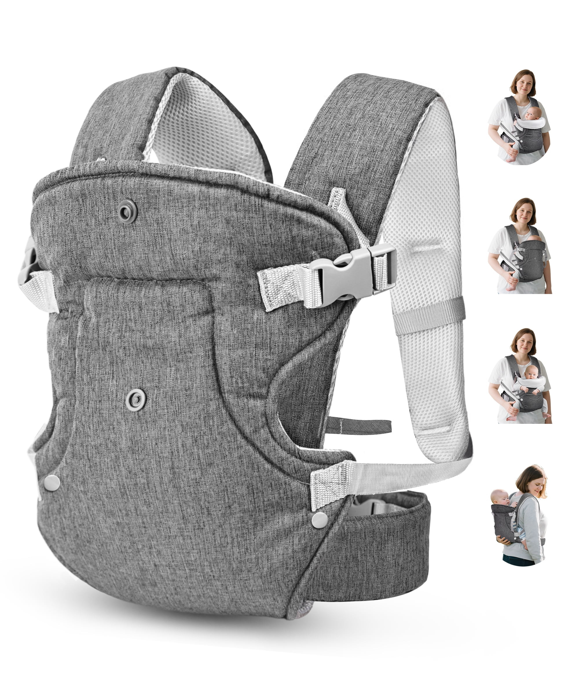 RUPOUN Baby Carrier, Convertible Soft & Cool Baby Carrier, 4-Position, Gray, for Child, Infant, N... | Walmart (US)