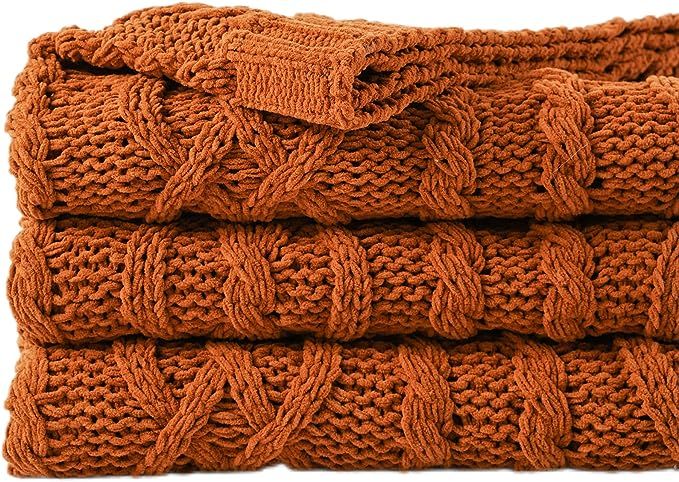Battilo Caramel Throw Blanket for Couch, Chenille Rust Throw Blanket 51" x 67", Halloween Decor K... | Amazon (US)