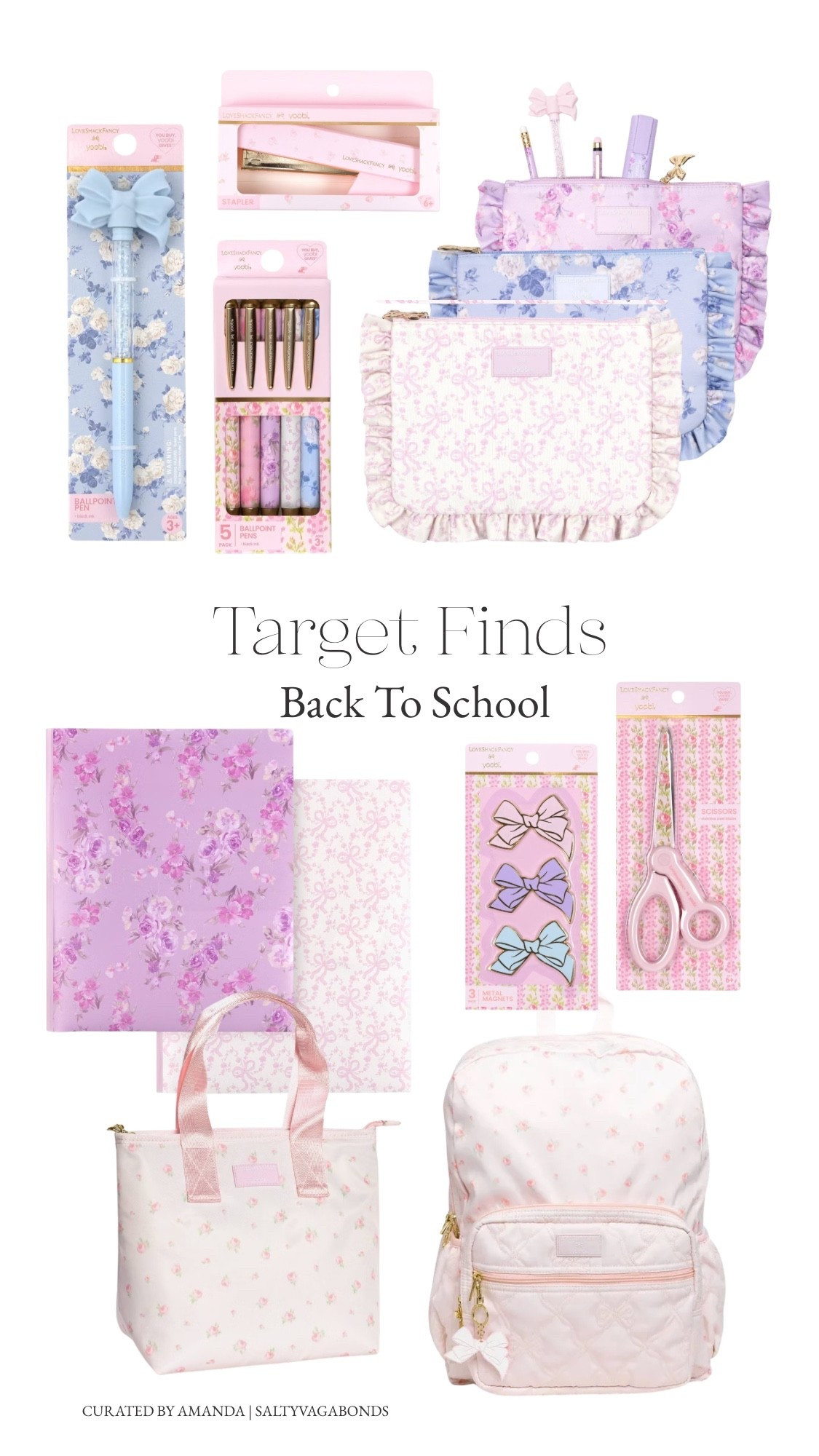 New LoveShackFancy x Yoobi at Target for back to school 🎀 Coquette floral notebooks, bow ballpoint pens, the pink stapler, ruffle pencil pouches, insulated floral lunch tote, and the quilted rose backpack. Feminine cottagecore school supplies and aesthetic desk finds.

#LTKBackToSchool #Backtoschool

#LTKU #LTKSeasonal