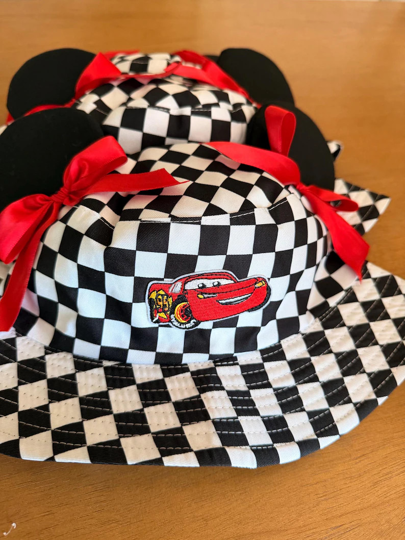 Cutesy Lightning  McQueen checkered Adult Bucket Hat | Etsy (Global)