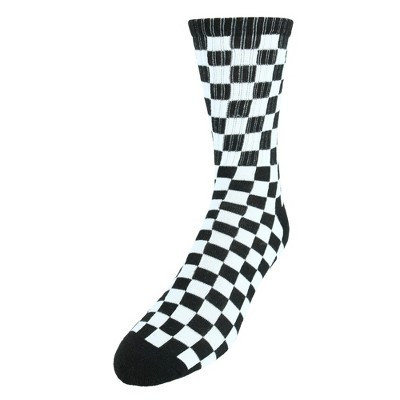 Mad Toro Men's Cotton Blend Race Flag Checkered Socks, Black and White Checkered | Target