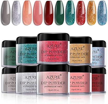 Dipping Nail Powder Set - 10 Colors Dip Powders Nails Set for Christmas with Gift Box No UV/LED N... | Amazon (US)
