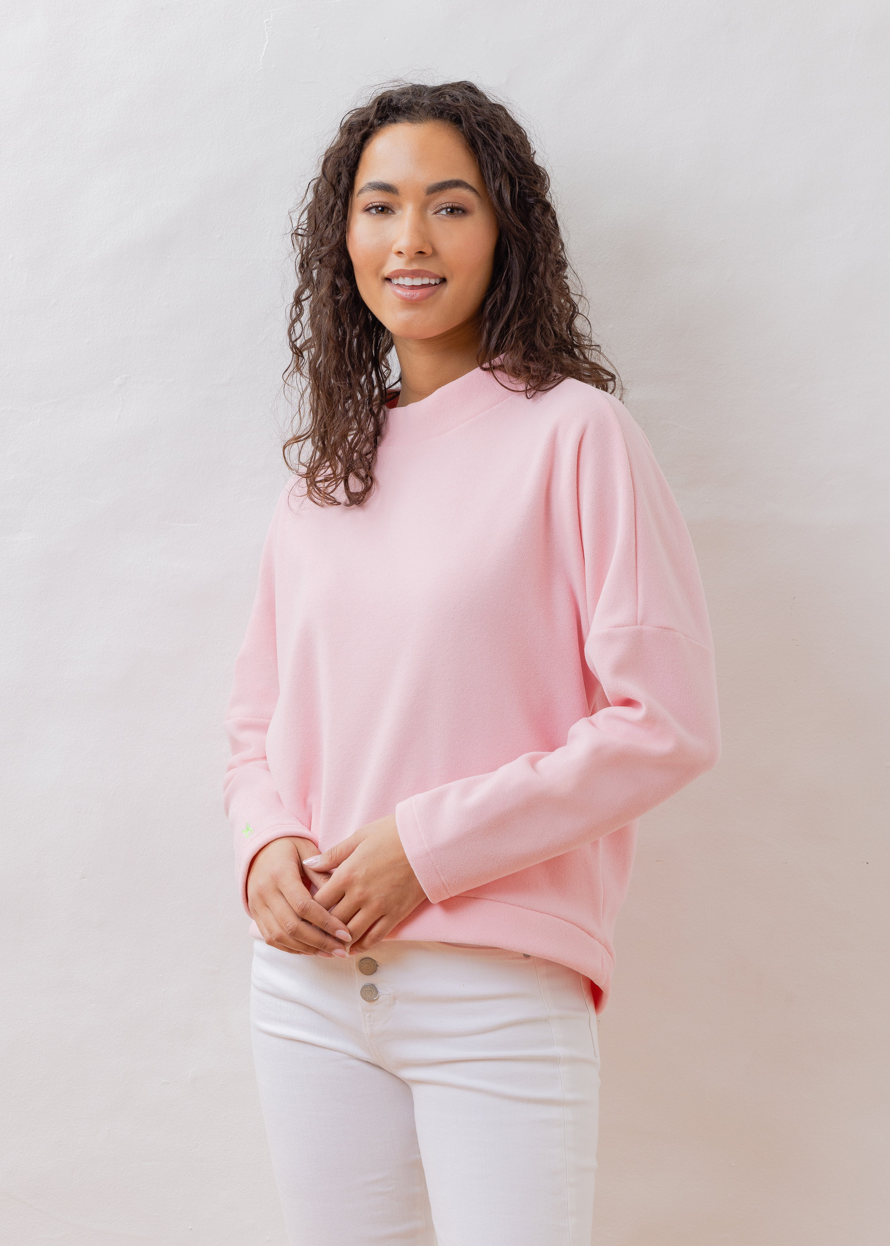 Binney Boatneck in Terry Fleece (Pink) | Dudley Stephens