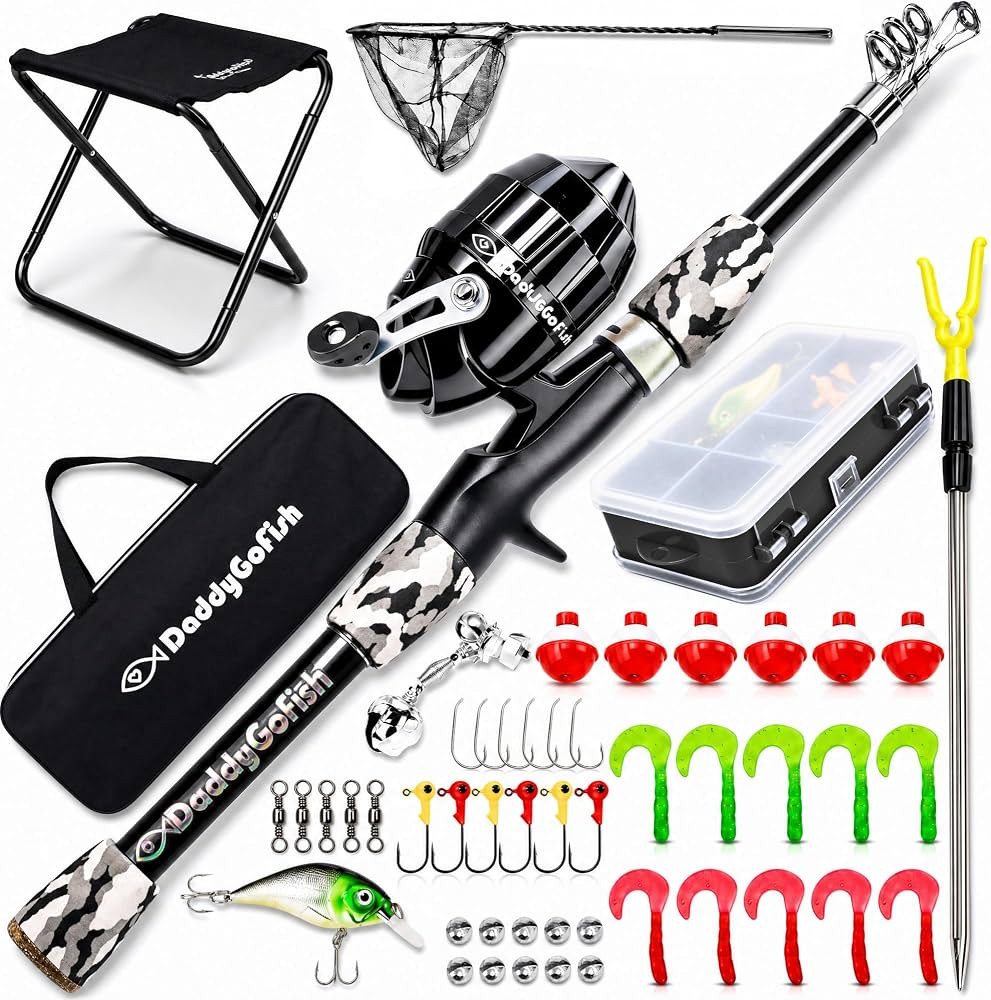 DaddyGoFish Kids Fishing Pole - Rod Reel Combo Tackle Box Starter Set - First Year Small Dock Gea... | Amazon (US)