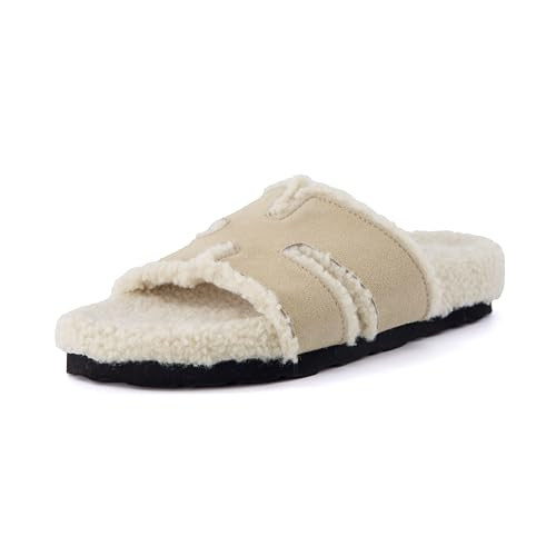 CUSHIONAIRE Cuddle Fur Slippers for Women Faux Shearling Slide Sandal +Memory Foam, Wide Widths A... | Amazon (US)