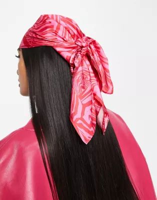 ASOS DESIGN recycled polysatin medium headscarf in animal print in multi | ASOS (Global)