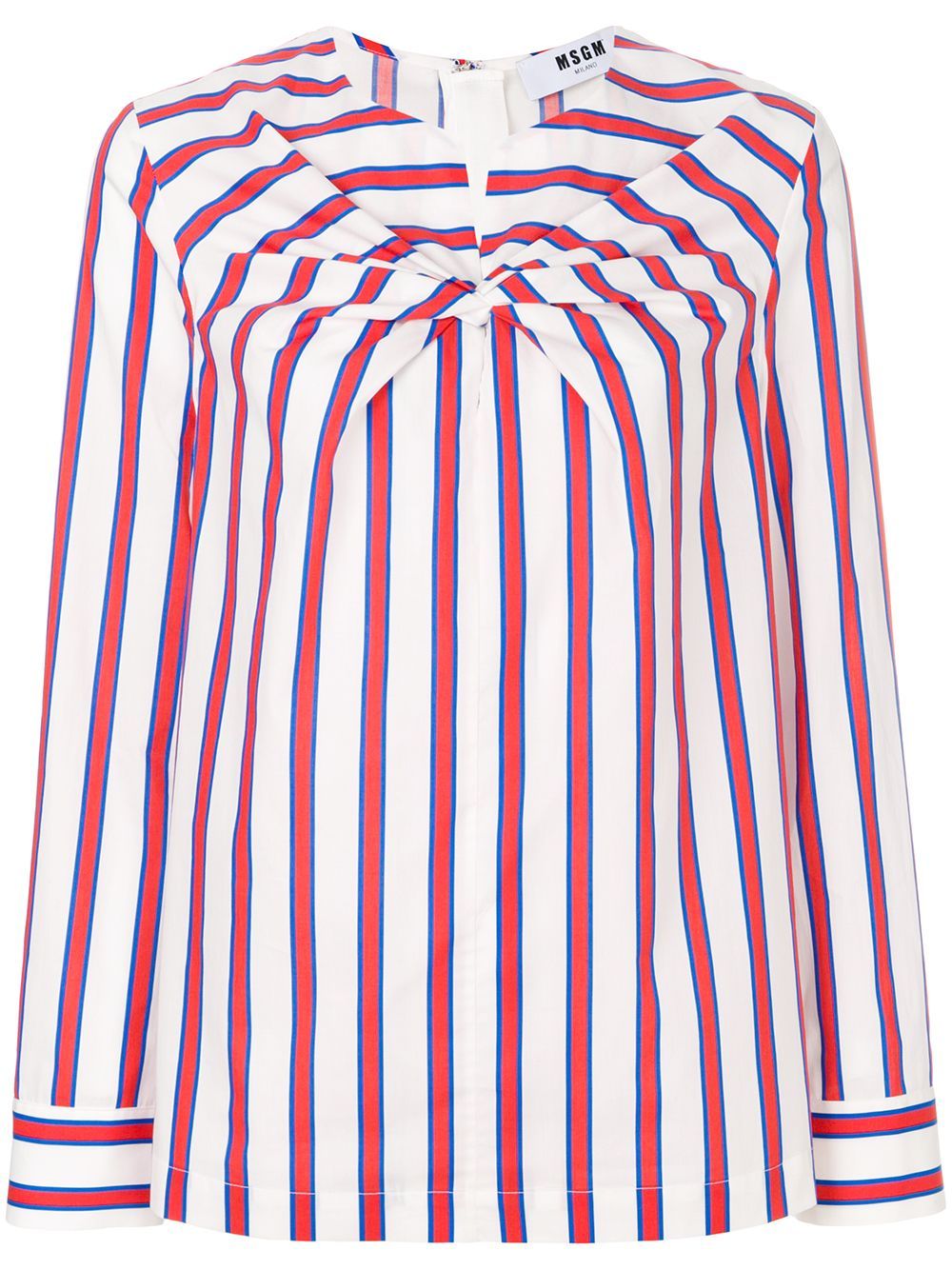 MSGM twist-detail striped blouse - Red | FarFetch Global