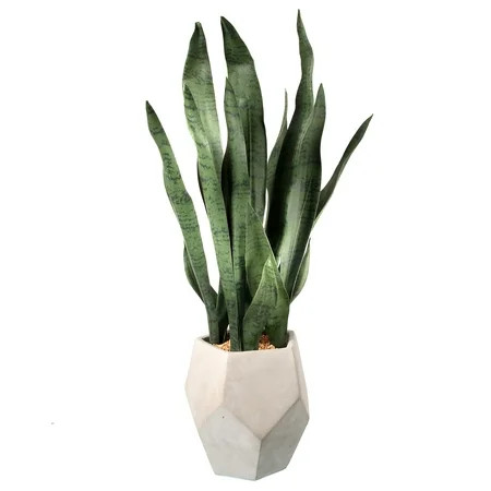Regency 27 in. Artificial Sanseveria in Geo Cement Pot, Two-tone Green | Walmart (US)