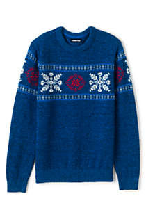 Men's Lighthouse Snowflake Crew Sweater | Lands' End (US)