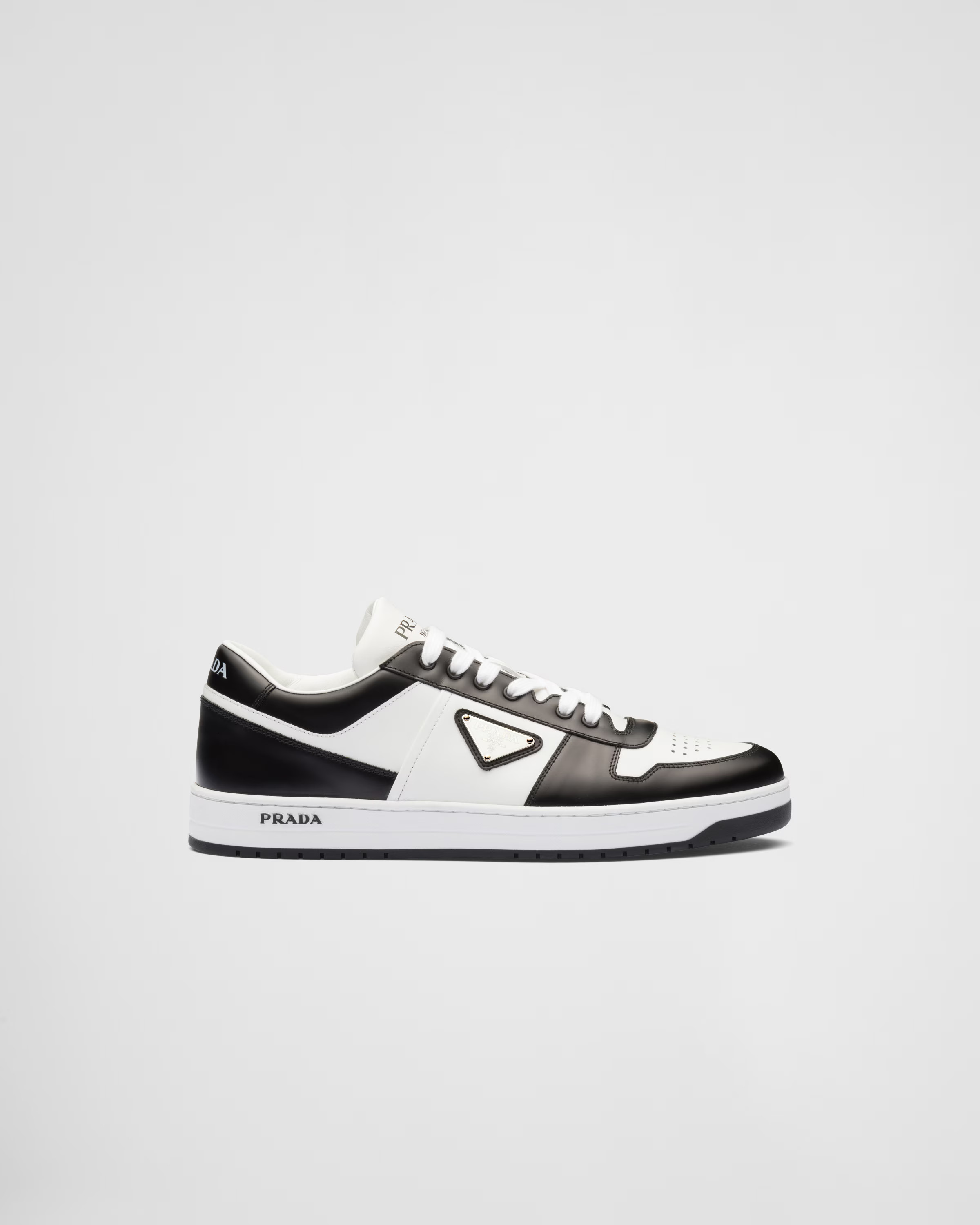 Downtown leather sneakers | Prada Spa US