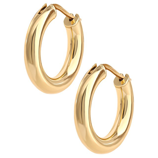 JS Jessica Simpson Women’s Sterling Silver 14KT Gold Plated Polished 0.75" Diameter Hoop Earrin... | Walmart (US)