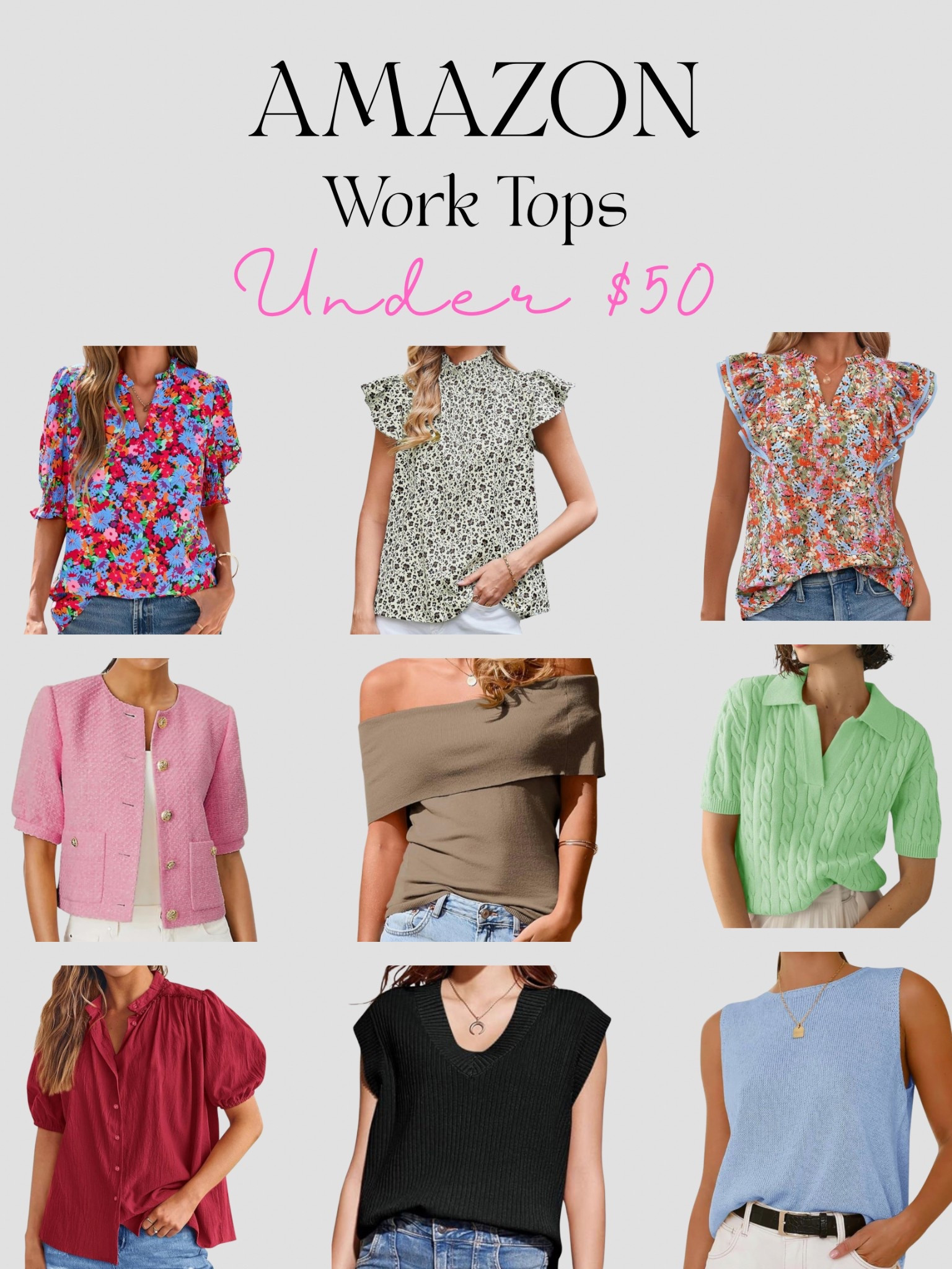 Amazon Work Tops Under $50 ✨
Style your 9–5 without spending a fortune 💼
These tops are perfect for meetings, coffee runs, and everything in between — all under $50!

📌 Save this for your next closet refresh
🛍️ Linked on LTK
👚 Which one’s going in your cart?

#AmazonFinds #WorkwearOnABudget #LTKUnder50 #PinterestOutfits #ClosetGoals #OfficeStyle #LTKWorkwear #AffordableFashion #StyleInspo

#LTKStyleTip #LTKFindsUnder50 #LTKWorkwear