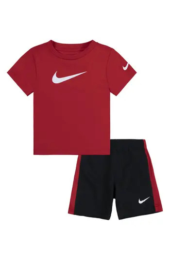 Nike Kids' Swoosh T-Shirt & Shorts Set in Black/University Red at Nordstrom Rack, Size 2T | Nordstrom Rack