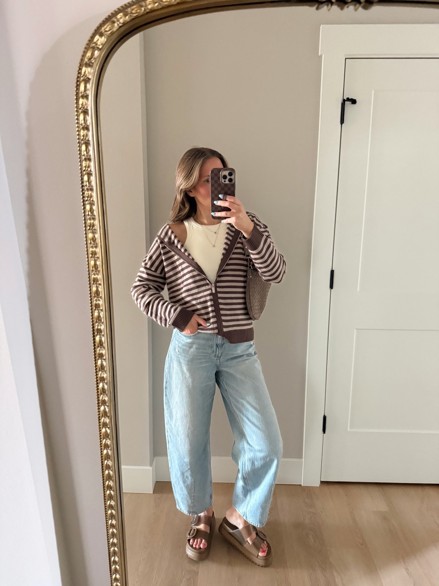 Casual ootd🍂 wearing a small tank, small zip cardigan and size 2 denim

#LTKootd #LTKmomlife