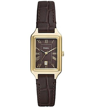 Fossil Women's Raquel Three-Hand Date Brown Croco Leather Strap Watch - Brown | Dillard's