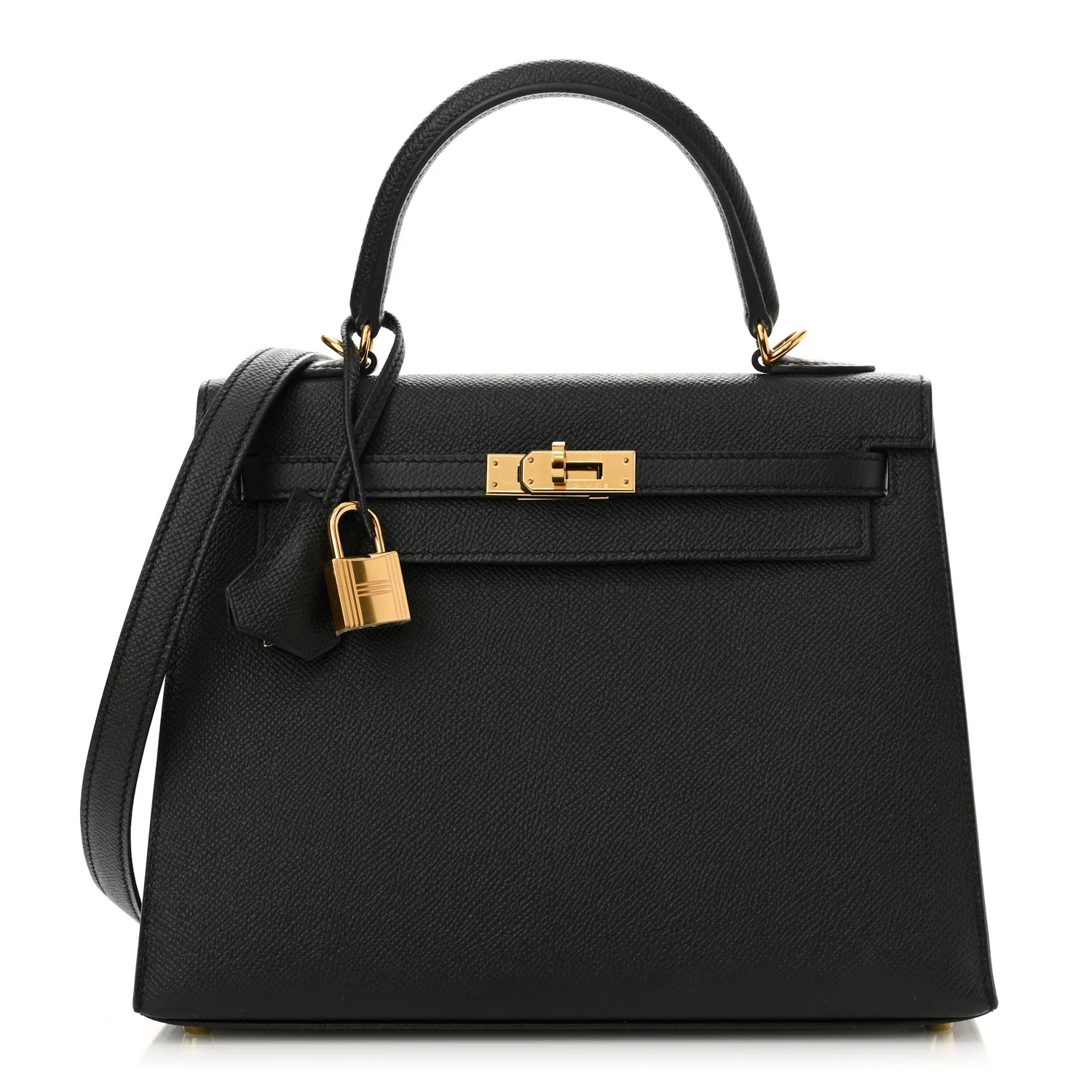 Epsom Kelly Sellier 25 Black | FASHIONPHILE (US)