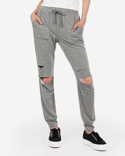express one eleven ripped terry jogger pant | Express