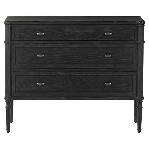 Tacorey Rustic Lodge Black Solid Oak Wood 3 Drawer Bachelor Chest Dresser | Kathy Kuo Home