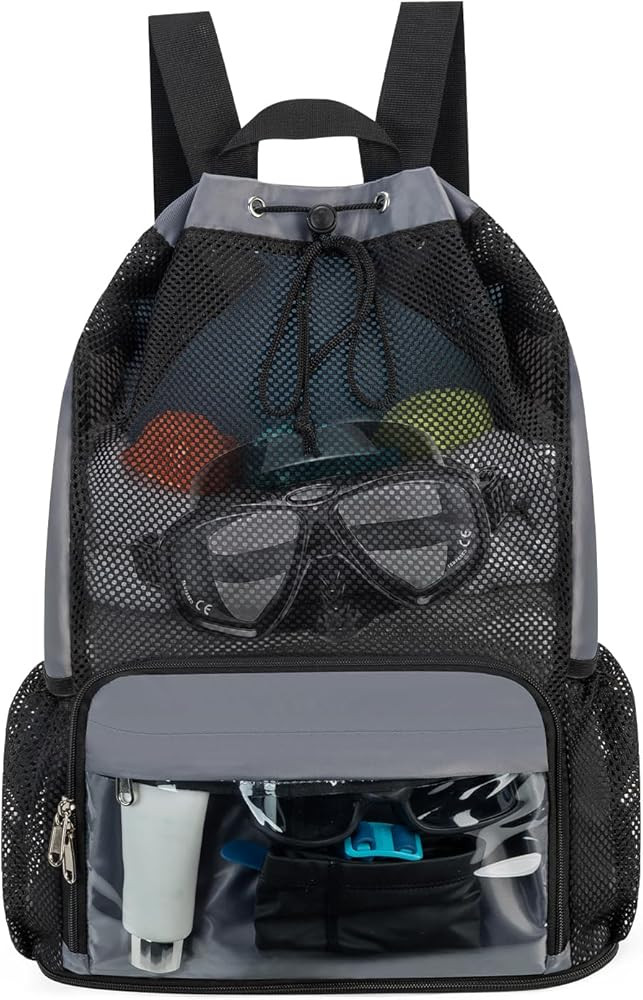 Drawstring Backpack Sandproof Beach Backpack with Shoe Compartment & Wet Pocket Waterproof Mesh S... | Amazon (US)