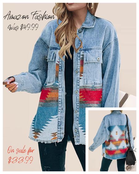 Lumister Women's Aztec Denim Jacket Distressed Lapel Long Sleeve Vintage Button Down Denim Jacket Shacket on Amazon, so many colors to choose from and on sale!

@amazon 

#LTKunder50 #LTKfit #LTKsalealert