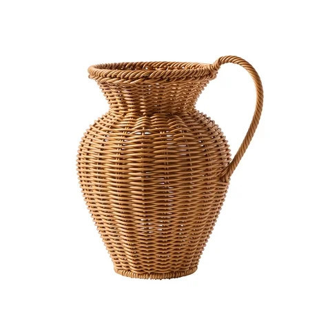 My Texas House 8" Brown Faux Rattan Pitcher Vase | Walmart (US)