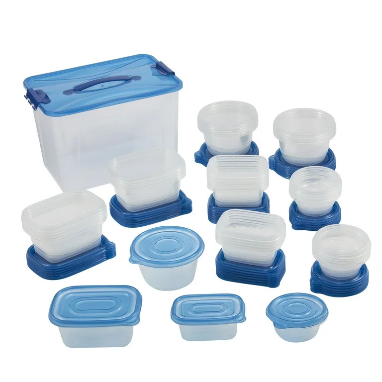 Mainstays 92 Piece Food Storage Variety Value Set, Blue Lids | Walmart (US)