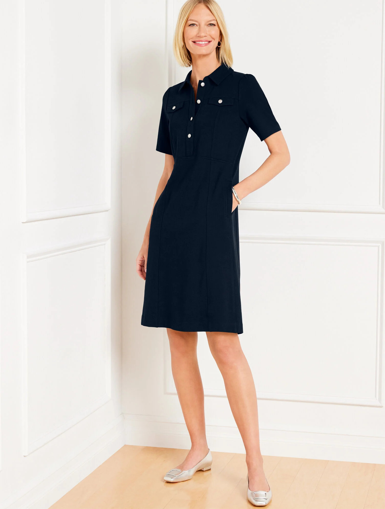 Ponte A-Line Shirtdress | Talbots