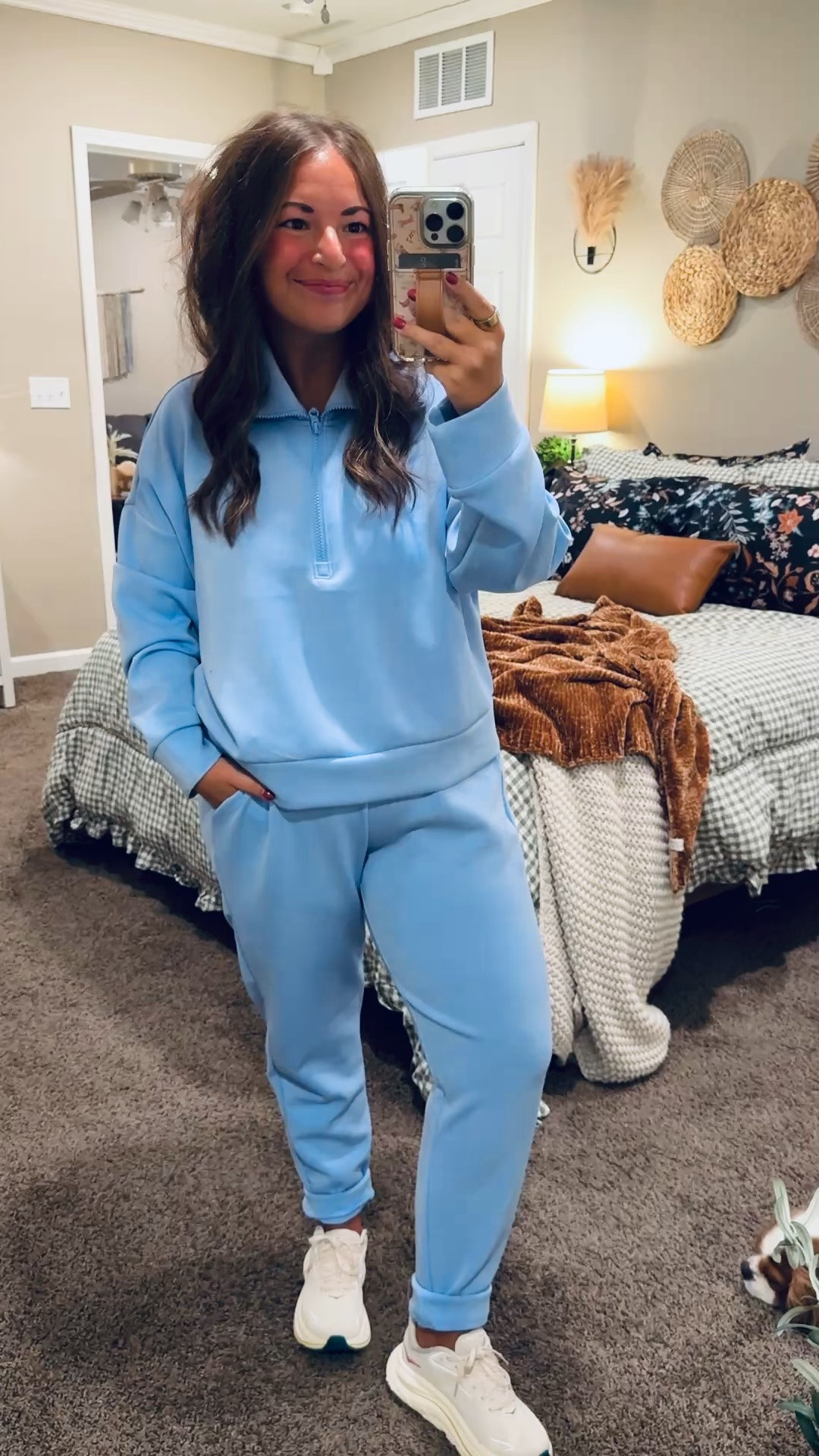 Comfy in blue! 💙 Loving this Walmart half-zip & matching joggers paired with white sneakers. Such a cute outfit for weekend errands, travel days or lounging at home!

hokas: fit oversized // wearing a 4
joggers: fit true to size // wearing a medium
quarter zip: fits true to size // wearing a large

#LTKootd #LTKMidsize