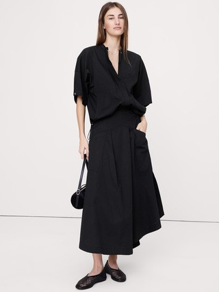 Stretch-Cotton Drop-Waist Maxi Skirt | Banana Republic (US)