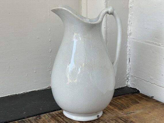 White Ironstone Pitcher  1800s Ironstone Pitcher  Large | Etsy | Etsy (US)