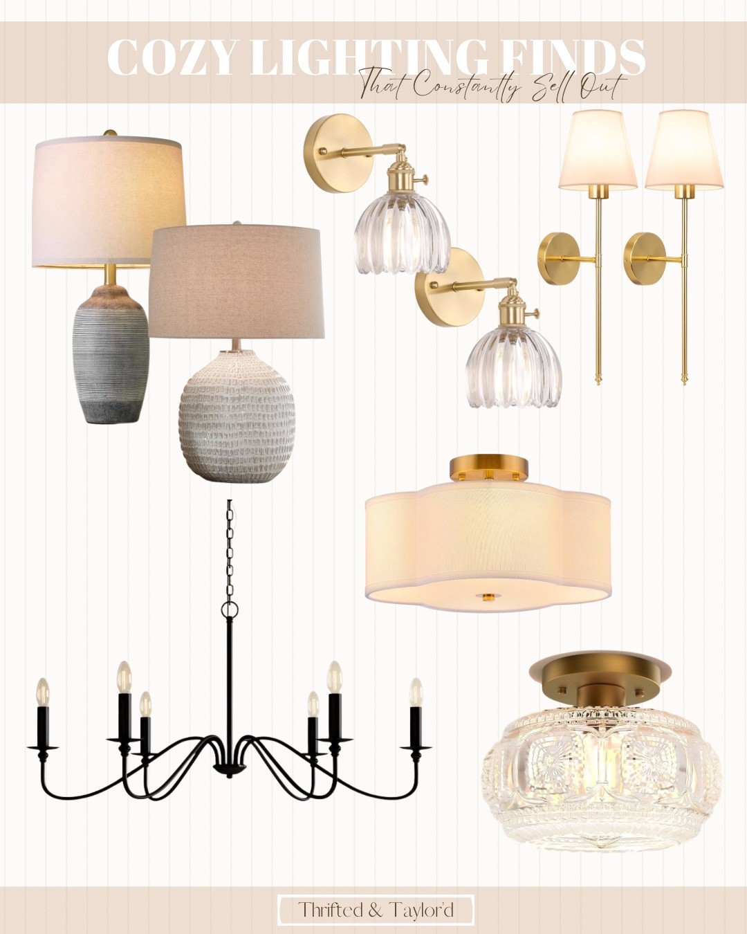 Lighting has this magical way of changing how a space feels — soft, layered light can take a room from flat to warm and inviting in seconds. I pulled together some of my favorite cozy lighting finds that constantly sell, from brass sconces to linen lamps, all with that designer look (only much more affordable).
Think warm tones, timeless shapes, and finishes that get prettier with age. Whether you’re refreshing your living room or adding a glow to your bedroom, these pieces bring that lived-in, layered feeling we all love.
Shop them all here — they’ll instantly make your home feel cozier ✨

#LTKHome