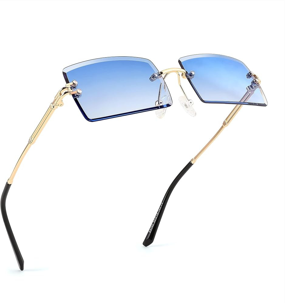 FEISEDY Vintage Rimless Sunglasses Rectangle Frameless Candy Color Glasses Women Men B2642 | Amazon (US)