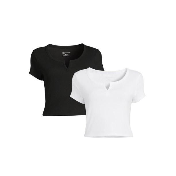 No Boundaries Juniors Notch Neck Tee, 2-Pack | Walmart (US)