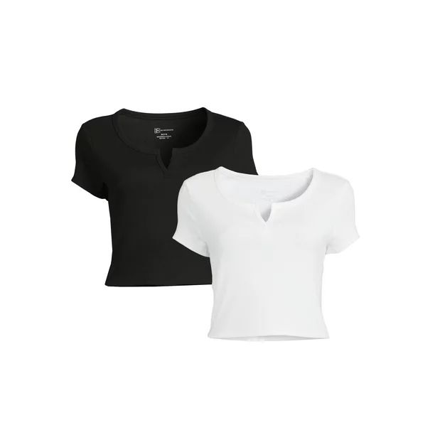 No Boundaries Juniors Notch Neck Tee, Set 2-pack - Walmart.com | Walmart (US)