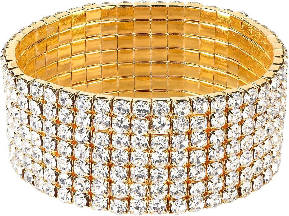 Zealmer Sparkle Multicolor Rhinestone Stackable Stretch Bracelets for Women | Amazon (US)