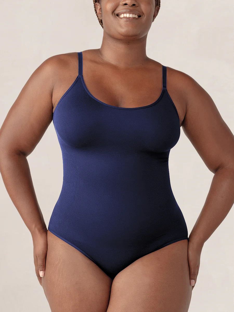 Shapermint Essentials All Day Every Day Scoop Neck Bodysuit Shapewear Navy 4XL | Shapermint