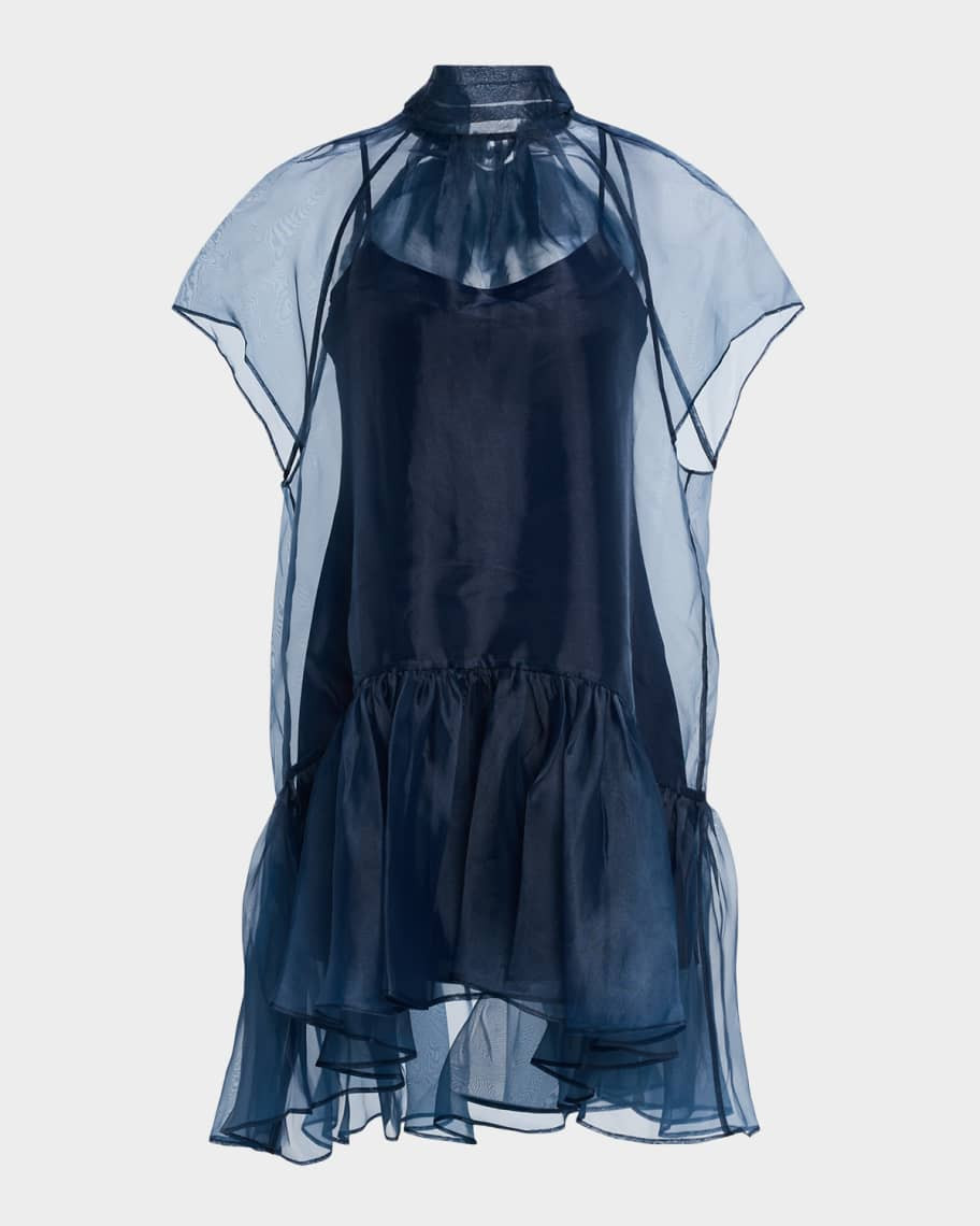 Beaux Tiered Organza Mini Dress | Neiman Marcus