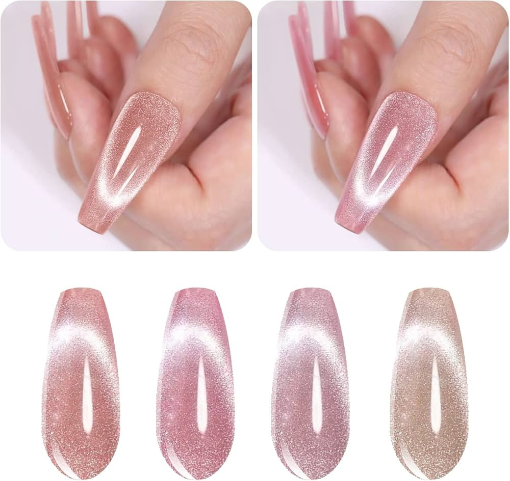 Vishine Glitter Galaxy Cat Eye Gel Nail Polish 4 Colors Set with Magnet for Holographic Cat Eye, ... | Amazon (US)