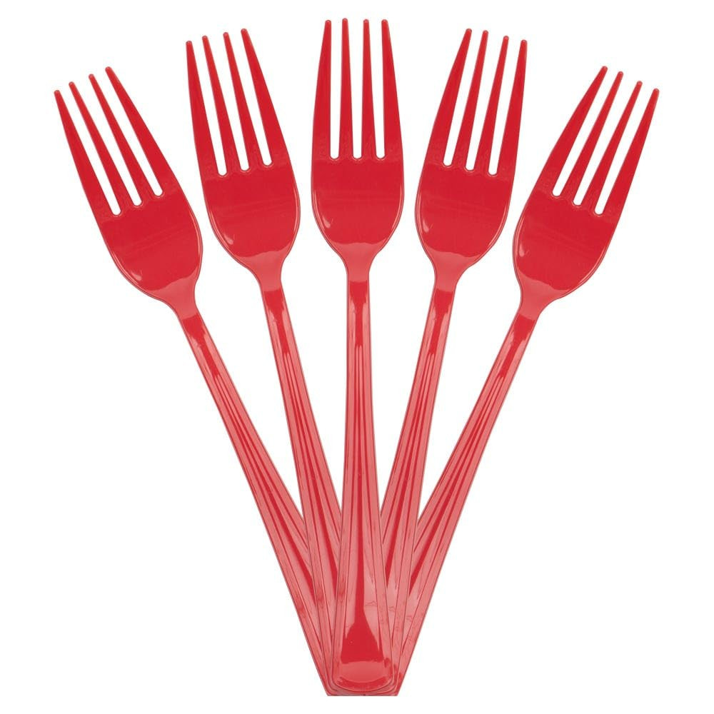 JAM PAPER Premium Utensils Party Pack - Plastic Forks - Red - 48 Disposable Forks/Pack | Amazon (US)