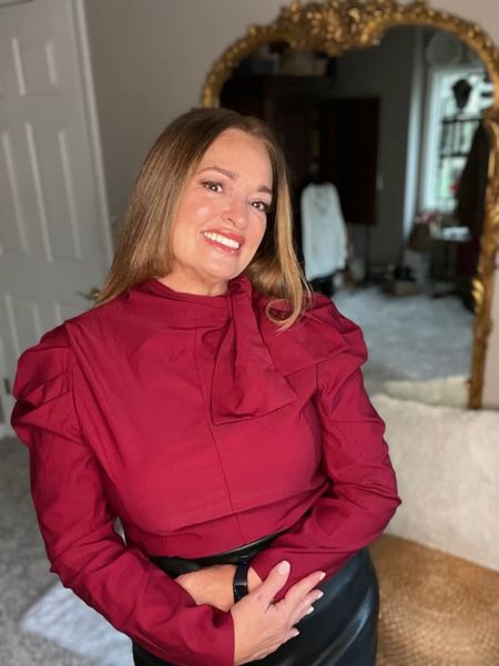 Beautiful professional and holiday ready puff sleeve with neck bow detail.

This blouse is super stretchy and flattering. Available in multiple colors 

#LTKGiftGuide #LTKHoliday #LTKworkwear