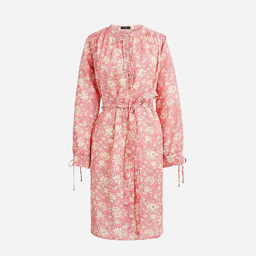 Tie-waist tunic beach dress in tossed floral | J. Crew US