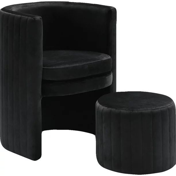 Selena Black Velvet Accent Chair-Color:Black Velvet,Style:Contemporary - Walmart.com | Walmart (US)