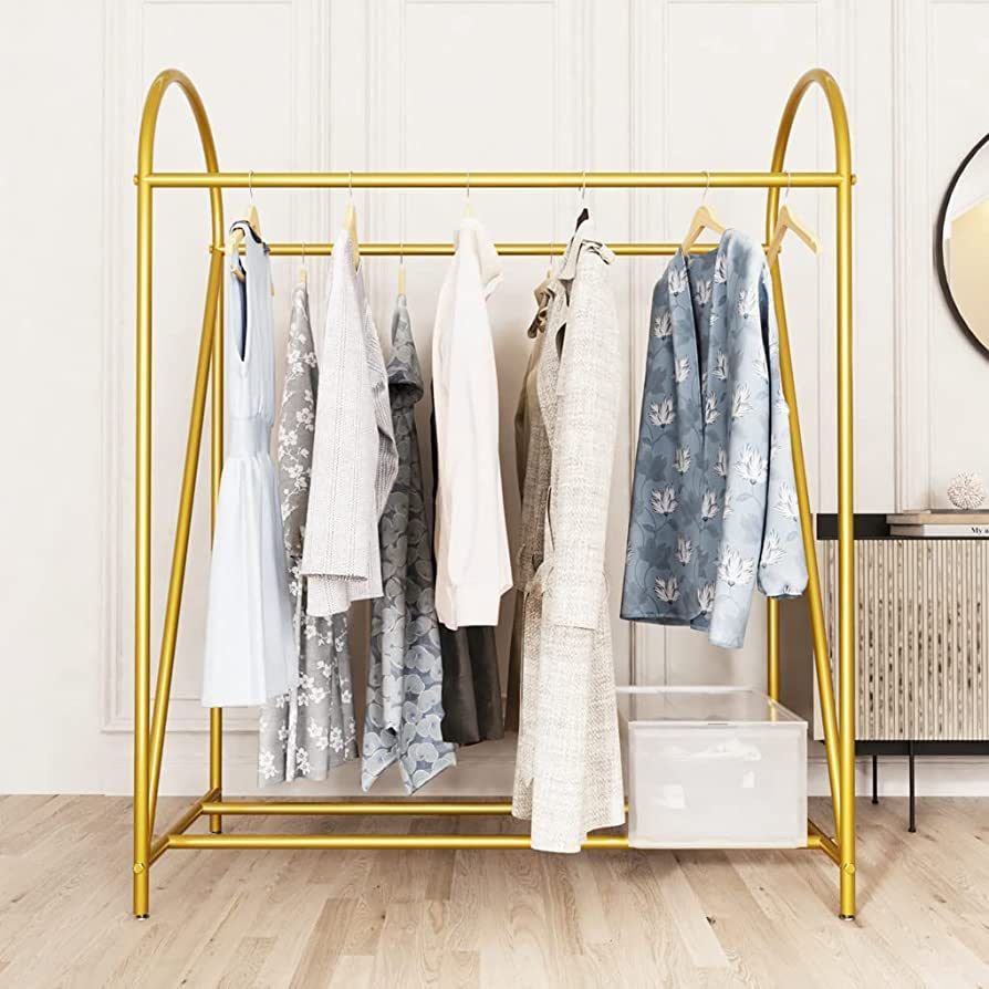HOMEKAYT Gold Clothing Racks for Boutiques Heavy Duty Gold Clothes Racks Garment Rack for Home an... | Amazon (US)