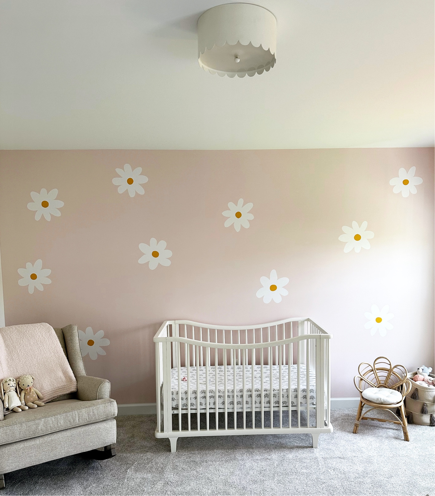 Little girls nursery. Flower decals. West elm lighting. Pottery barn kids crib. 

#LTKfamily #LTKhome #LTKbaby