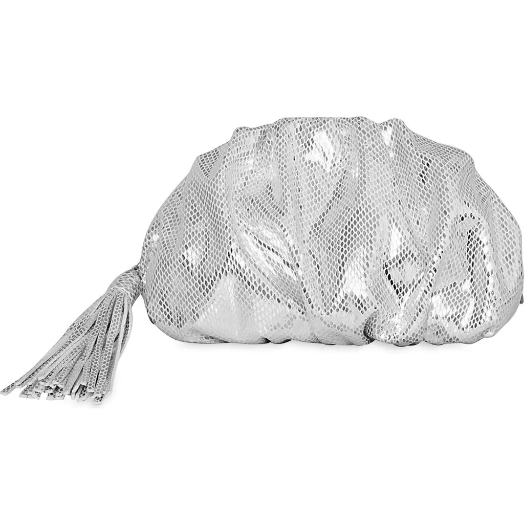 Rebecca Minkoff Small Ruched Metallic Clutch in Silver at Nordstrom | Nordstrom