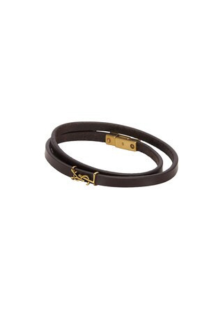 Saint Laurent Double Wrap Bracelet in Mountain Rock - Brown. Size S (also in L, M). | FWRD 