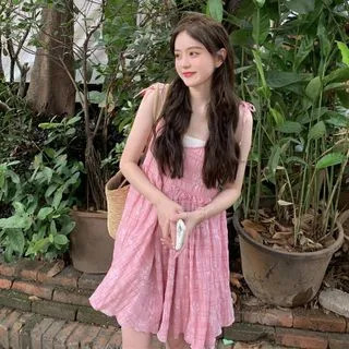 Spaghetti Strap Mini A-Line Dress Pink - One Size | YesStyle Global