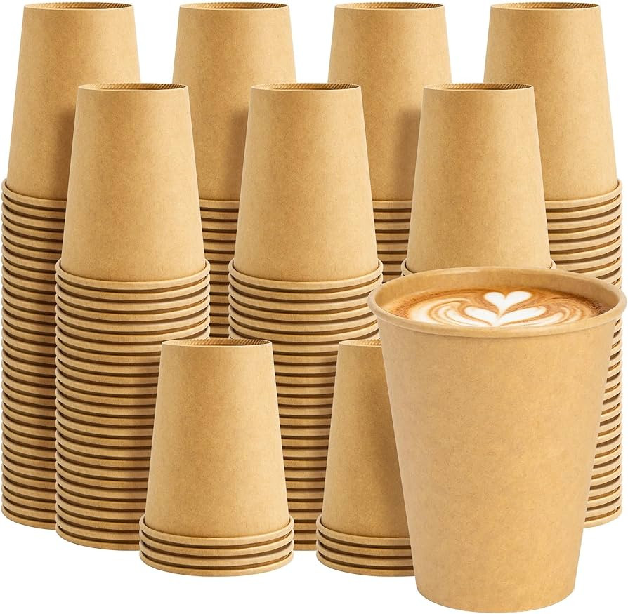 8 oz 200 Pack Disposable Paper Cups, Kraft Coffee Cups, Brown Paper Disposable Hot Cups for Coffe... | Amazon (US)