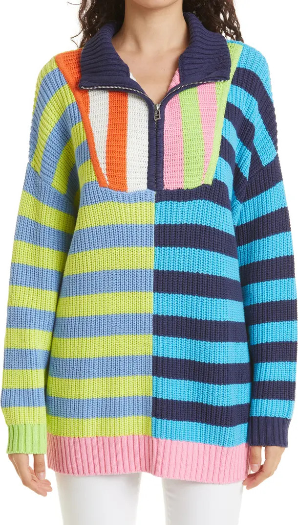 BIRKENSTOCK + STAUD Hampton Colorblock Stripe Quarter Zip Pullover | Nordstrom